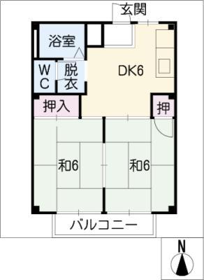 メゾンパール(2DK/1階)の間取り写真
