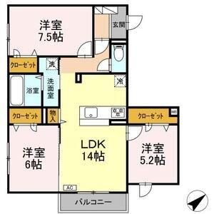 DーROOMベルポート(3LDK/2階)の間取り写真