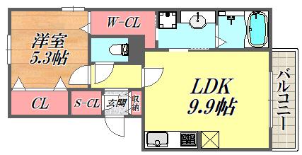 セレンディピティ(1LDK/2階)の間取り写真