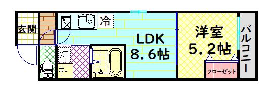 フジパレス北野田VI番館(1LDK/1階)の間取り写真