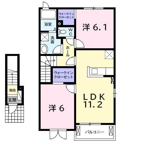 カーサ ドルミーレ(2LDK/2階)の間取り写真