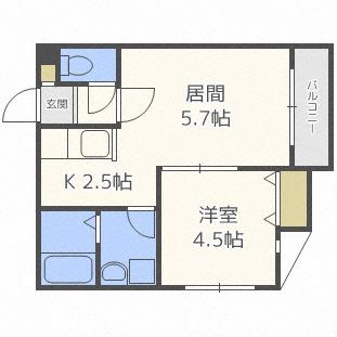フォートレスN18(1LDK/2階)の間取り写真