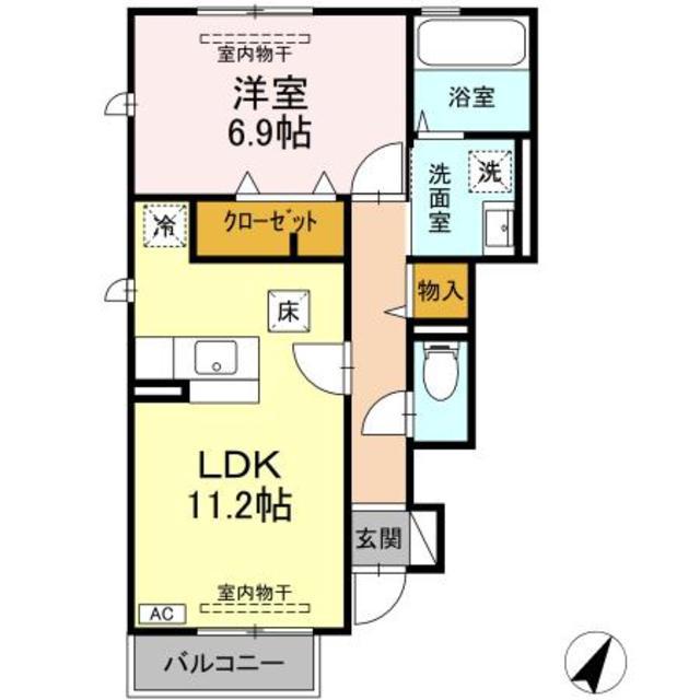 リールセゾンA(1LDK/1階)の間取り写真