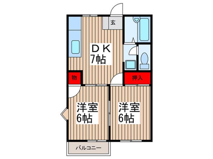 セブンデメゾン(2DK/1階)の間取り写真
