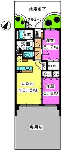 グッドウッドエス(2LDK/1階)の間取り写真