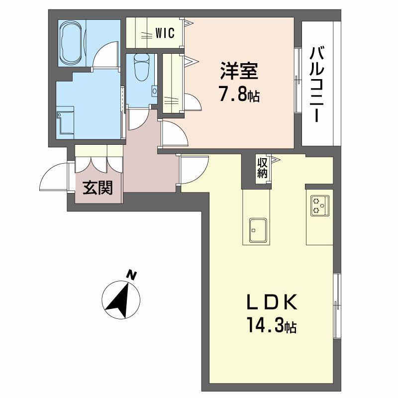 アルフラット(1LDK/2階)の間取り写真