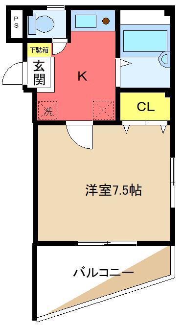 YTハイツ(1K/3階)の間取り写真