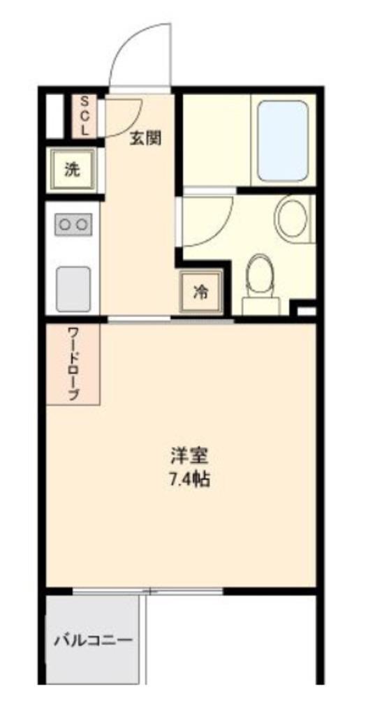 グランパセオ新宿(1K/2階)の間取り写真