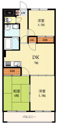 ロイヤルマンション中西(3LDK/3階)の間取り写真