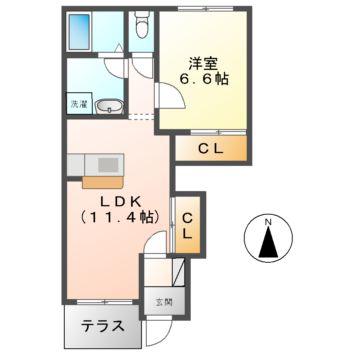 エクシードIII(1LDK/1階)の間取り写真