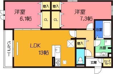 D-ROOM STATICE(2LDK/2階)の間取り写真