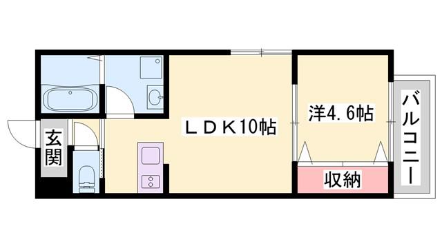 シェリル加古川(1LDK/2階)の間取り写真
