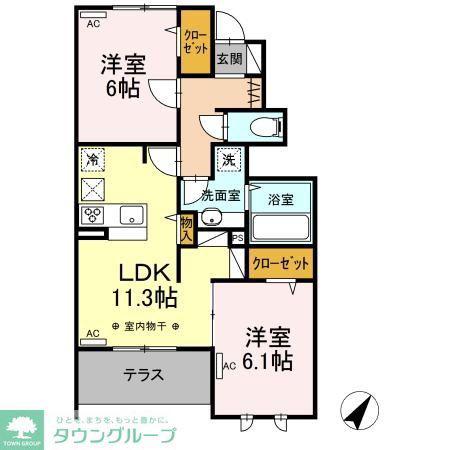 LA MER(2LDK/1階)の間取り写真