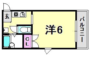 甲子園シティハウス(1K/1階)の間取り写真