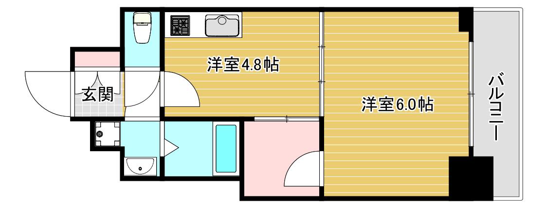 リッツ難波南II(1LDK/4階)の間取り写真