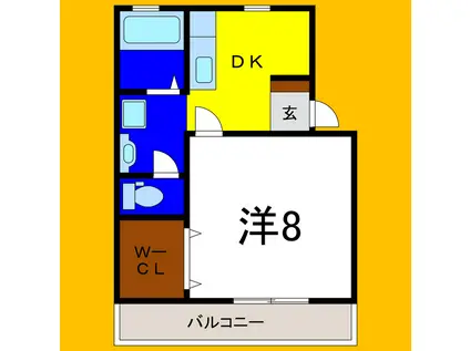 ブライトンフラットI(1DK/1階)の間取り写真