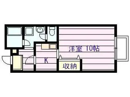 ベルシオン旭ヶ丘(1K/2階)の間取り写真