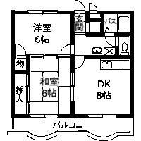 プレーゼときめきC(2DK/2階)の間取り写真