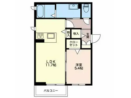 シャーメゾン鐙 101(1LDK/1階)の間取り写真