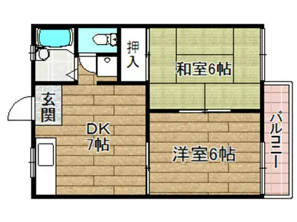 サツキハイツA棟(2DK/2階)の間取り写真