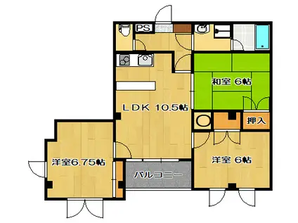 東塙田ロイヤルパレス(3LDK/2階)の間取り写真