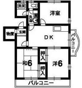 四宮ハイツ(3DK/3階)の間取り写真