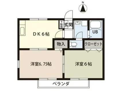 SUNNY FLAT(2DK/2階)の間取り写真