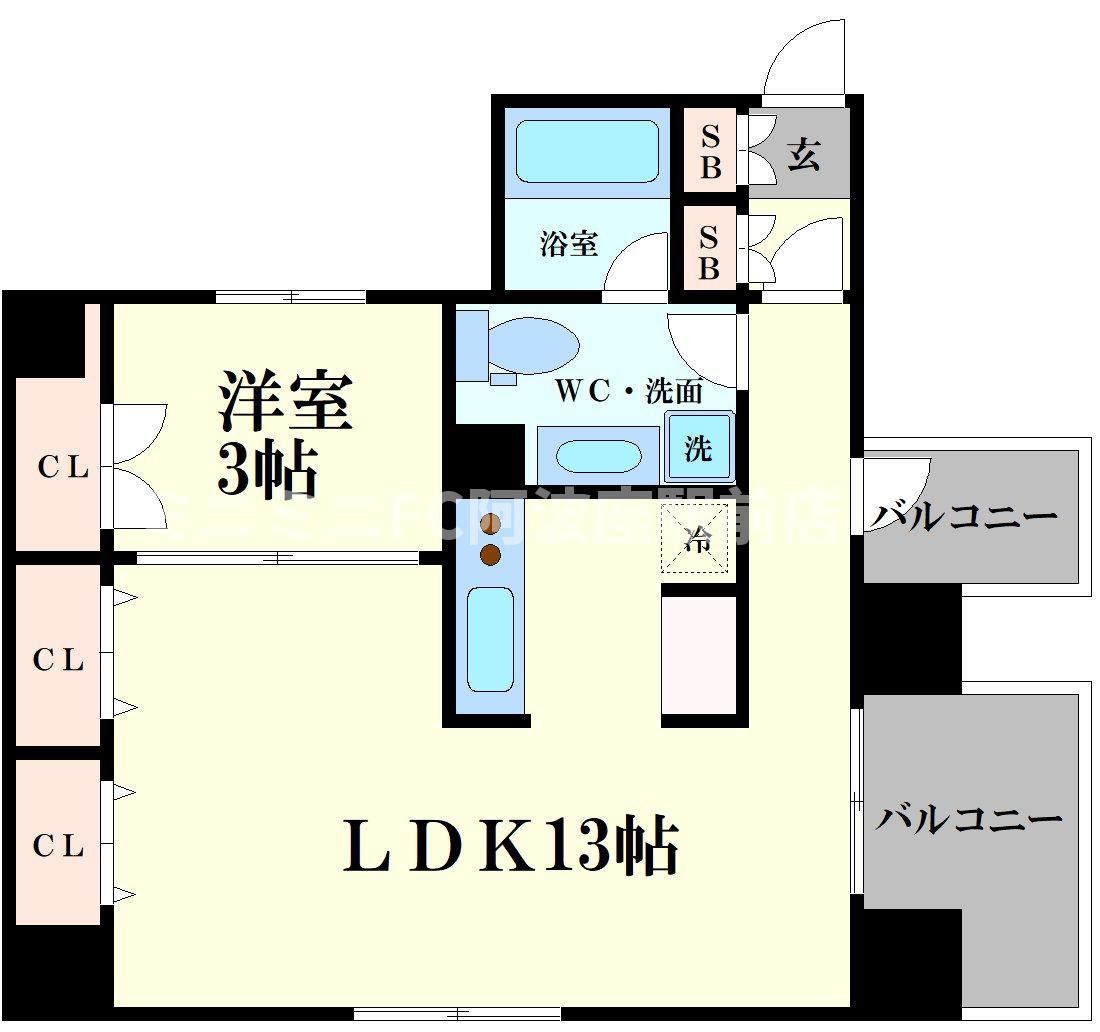 ラクメンビル(ワンルーム/6階)の間取り写真