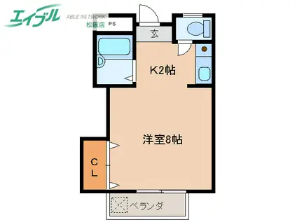 プランドール(1K/2階)の間取り写真