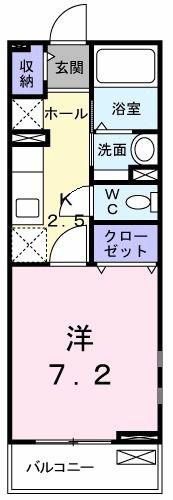 パーシモン・K(1K/2階)の間取り写真
