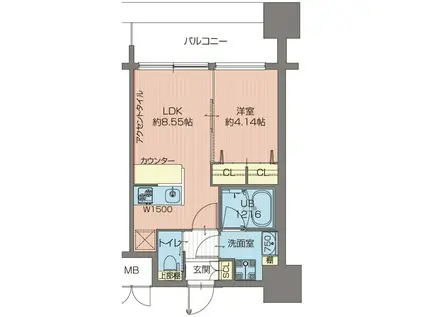 プレジオ城北(1LDK/3階)の間取り写真