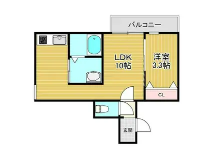 アリビア東朝霧丘(1LDK/2階)の間取り写真