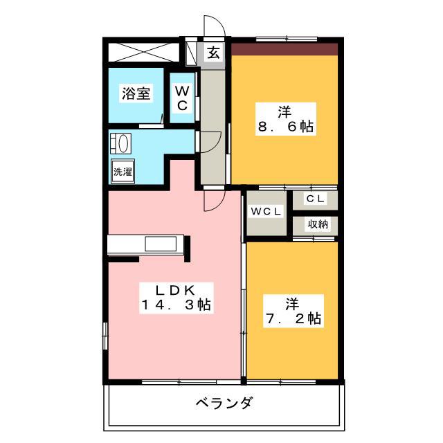 リバーズマンション築捨II(2LDK/3階)の間取り写真