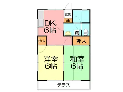 メゾン片倉(2DK/1階)の間取り写真