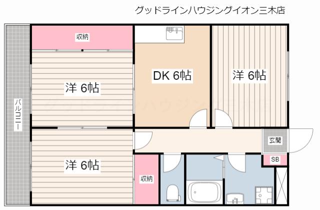 ニーズハイツ王子(3DK/2階)の間取り写真