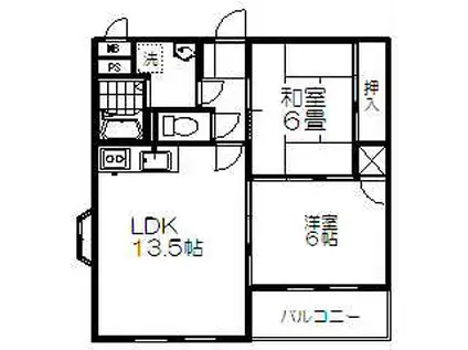 ヴィラウィング(2LDK/1階)の間取り写真