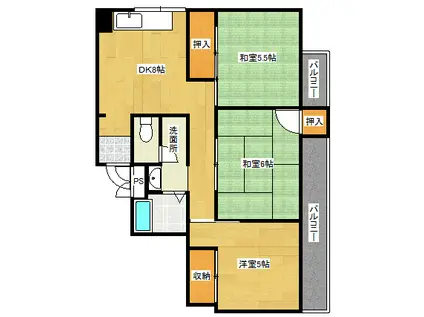 第2吉岡ビル(3DK/6階)の間取り写真