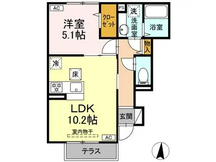 CONFORT渚(1LDK/1階)の間取り写真