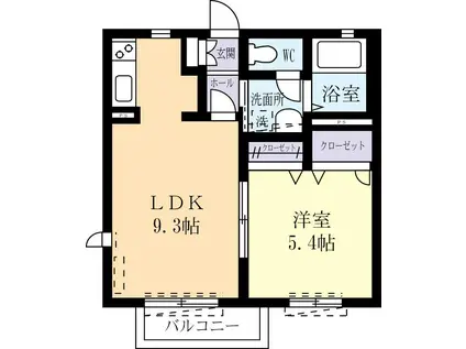 ディアス森の詩(1LDK/1階)の間取り写真