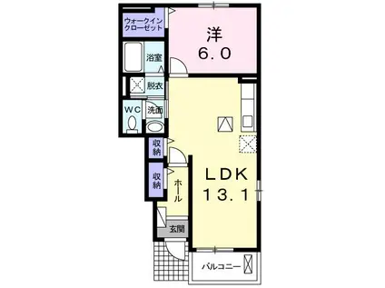 エスポワールTII(1LDK/1階)の間取り写真