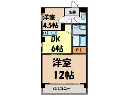 愛協ビル(2DK/6階)の間取り写真