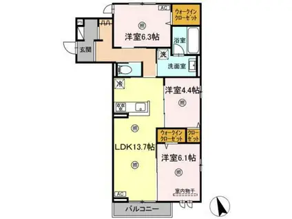 サウスERN GION(3LDK/2階)の間取り写真