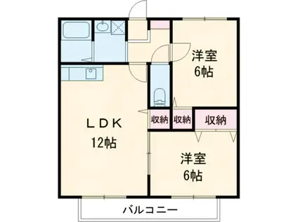 エヴァーグリーン神埼弐番館(2LDK/2階)の間取り写真
