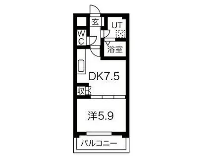 アスペン(1DK/1階)の間取り写真