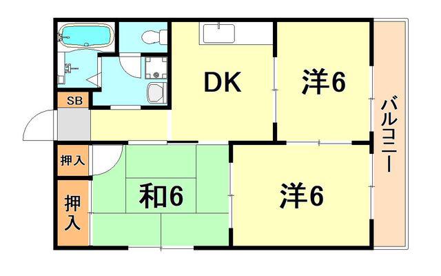 グリーンシャトレI(3DK/1階)の間取り写真