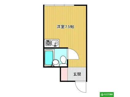 皐月マンション第3大分(ワンルーム/9階)の間取り写真