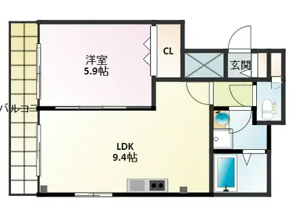 クリエイティブ・カーサ(1LDK/1階)の間取り写真