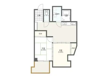 国分コーポ(2DK/2階)の間取り写真