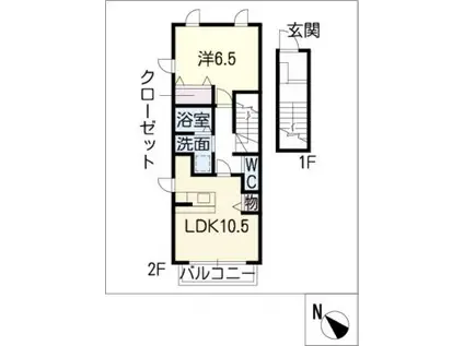 グランサージュB棟(1LDK/2階)の間取り写真