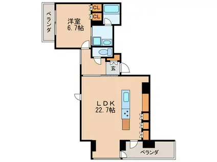 IZUMI 1(1LDK/9階)の間取り写真